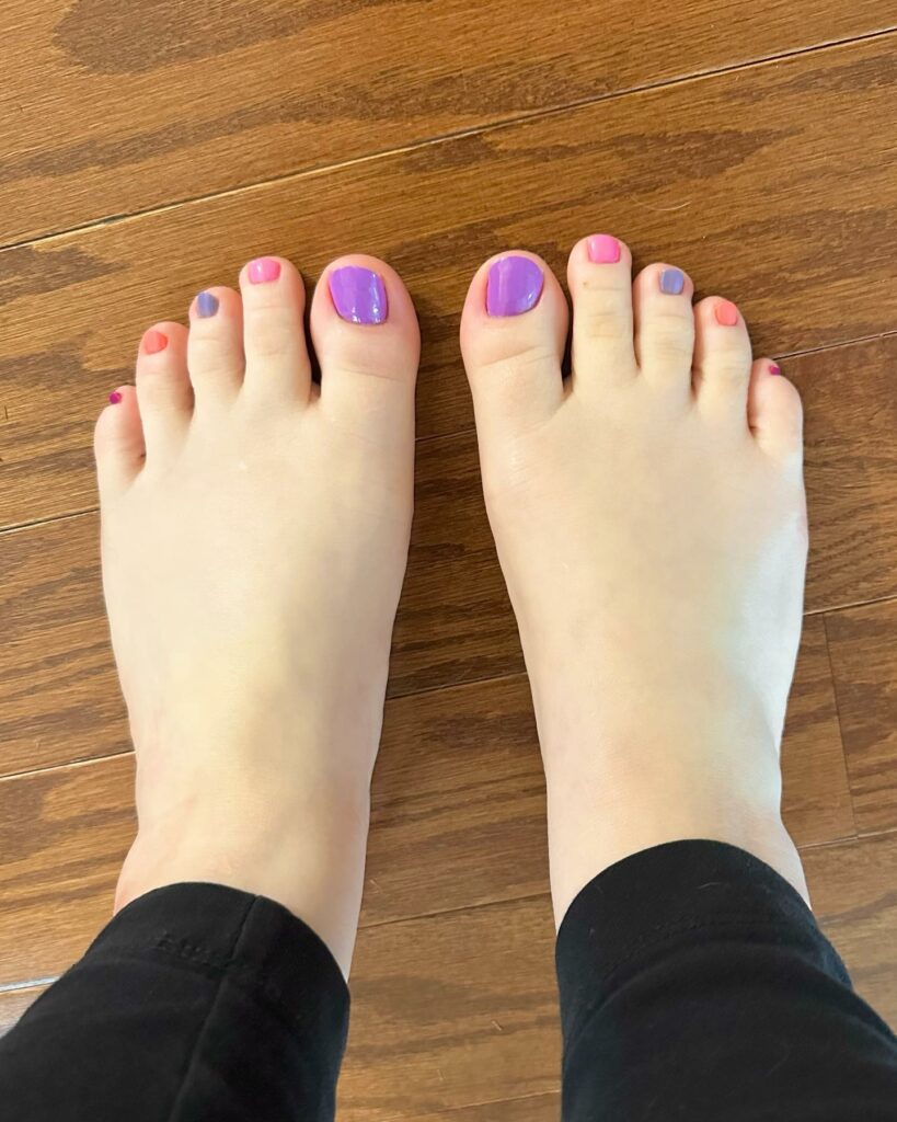 Whimsical Pink and Purple Pedicure