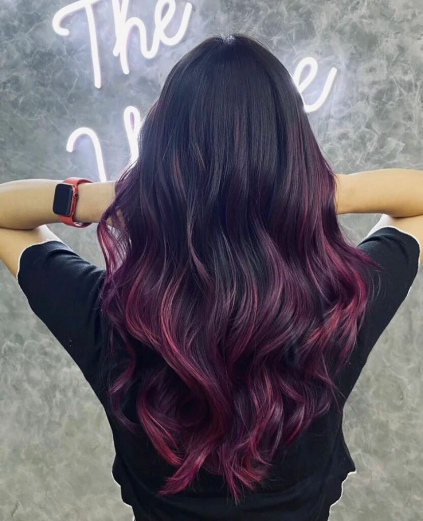 Purple Red on Dark Hair