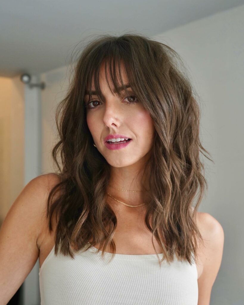Textured Lob with Curtain Bangs