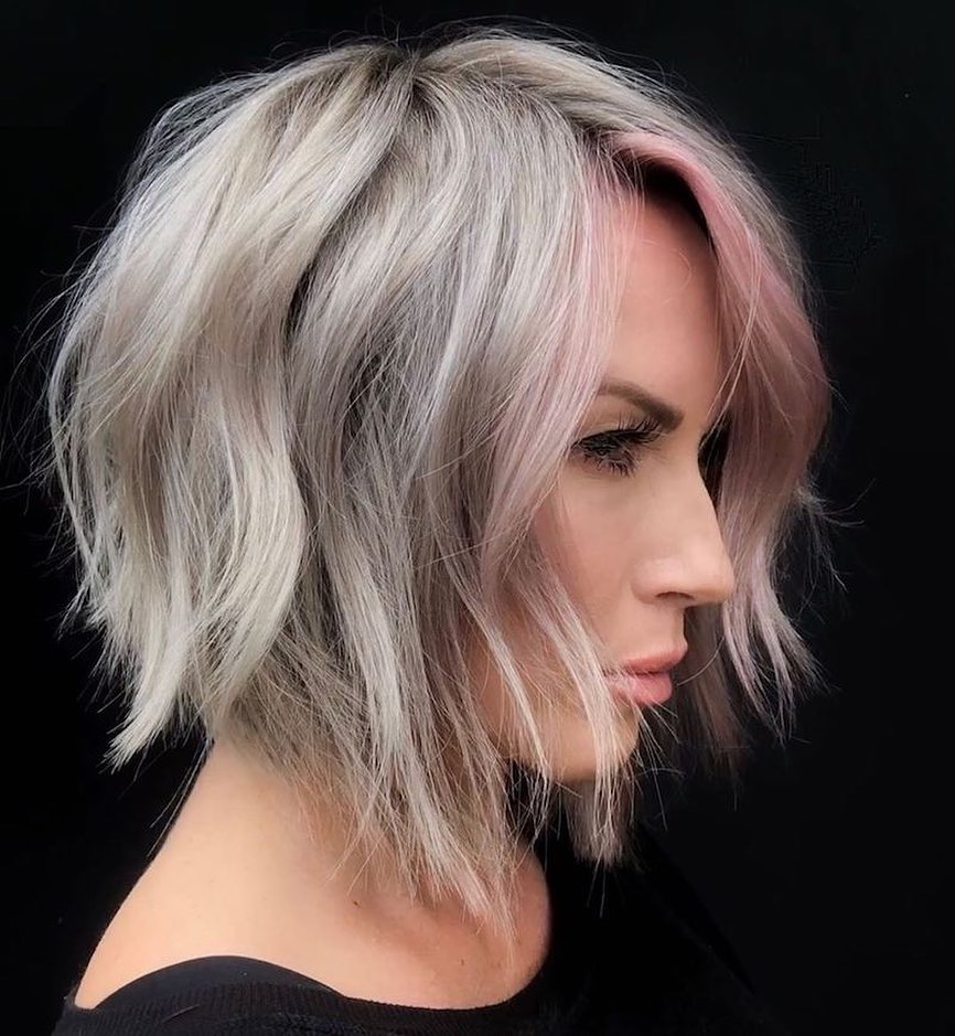 Platinum Blonde Layered Hairstyle