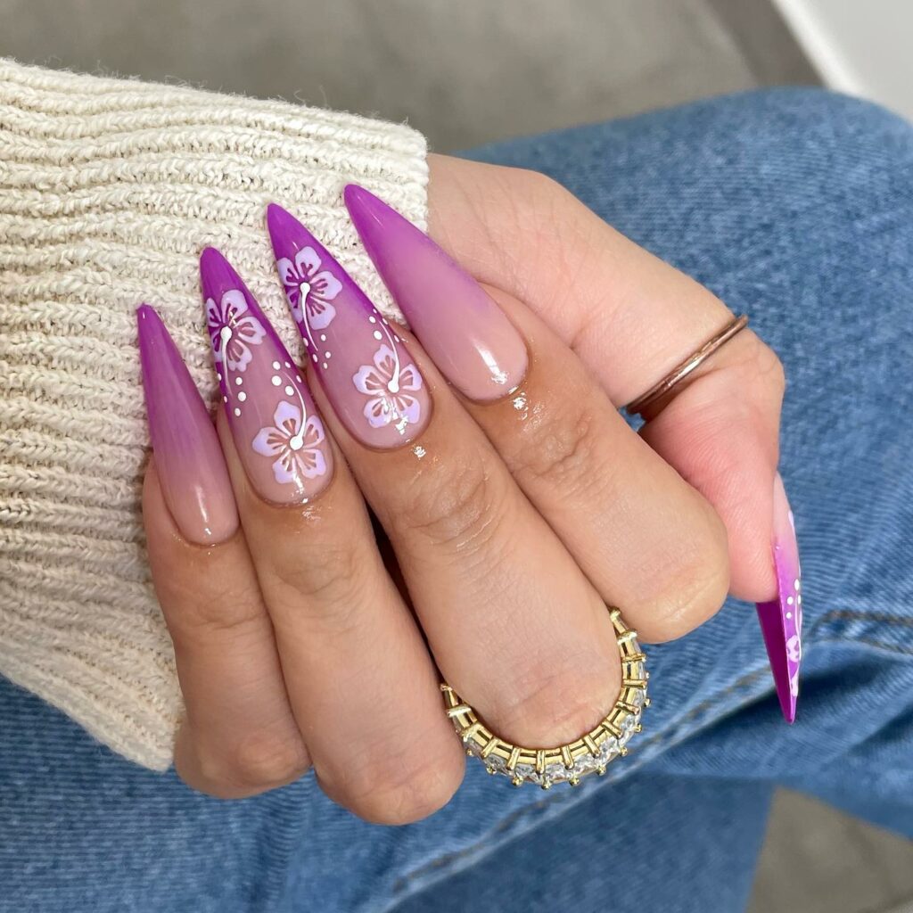 Purple Ombré With Nail Art