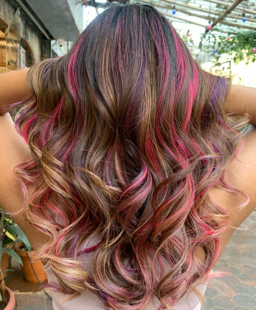 Brown Hair With Pink Highlights