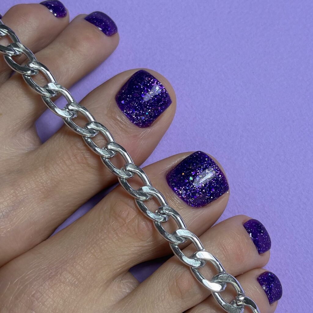 Twilight Spark in Glittering Dark Purple Pedicure