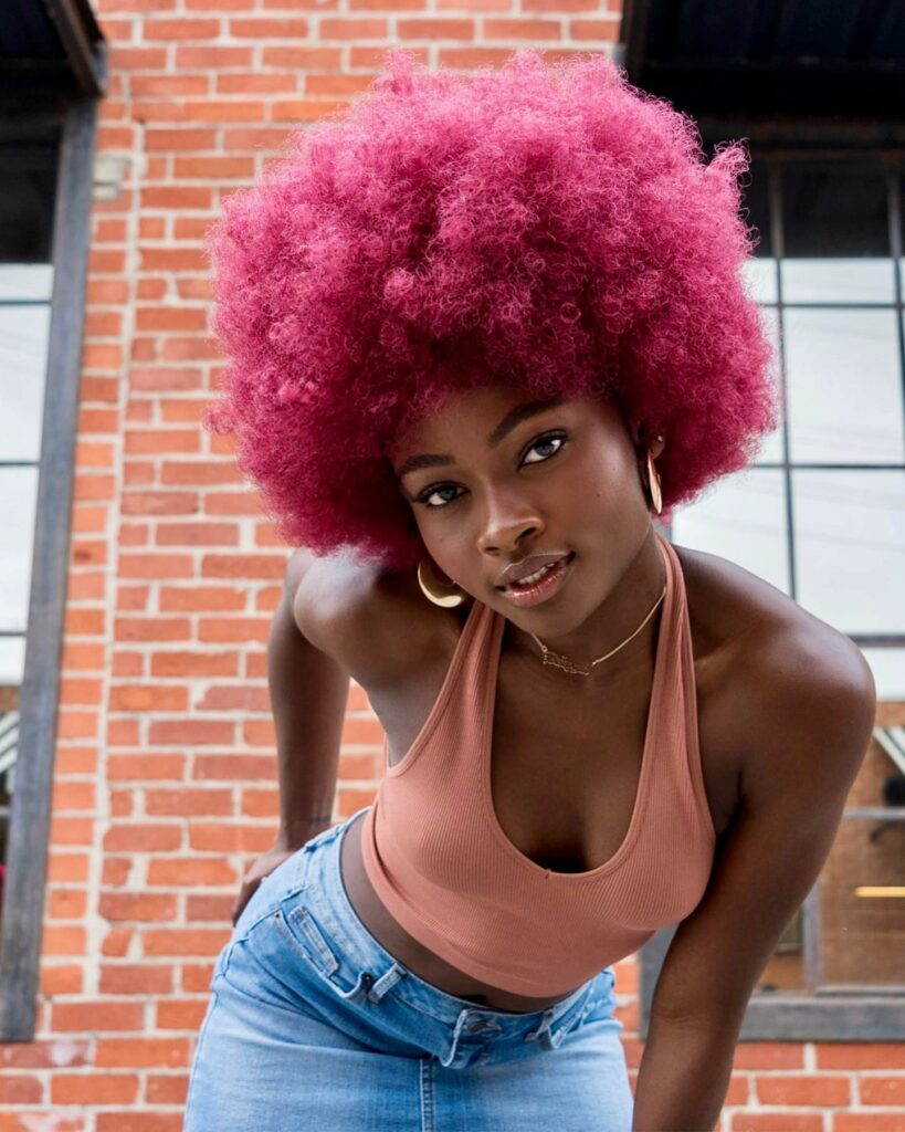 Pink Afro Hair