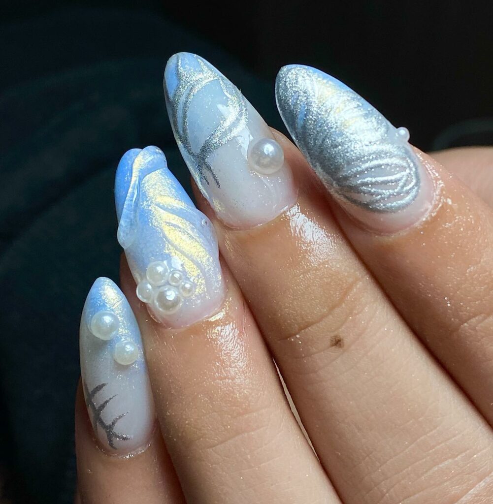 Soft White Shell Nails