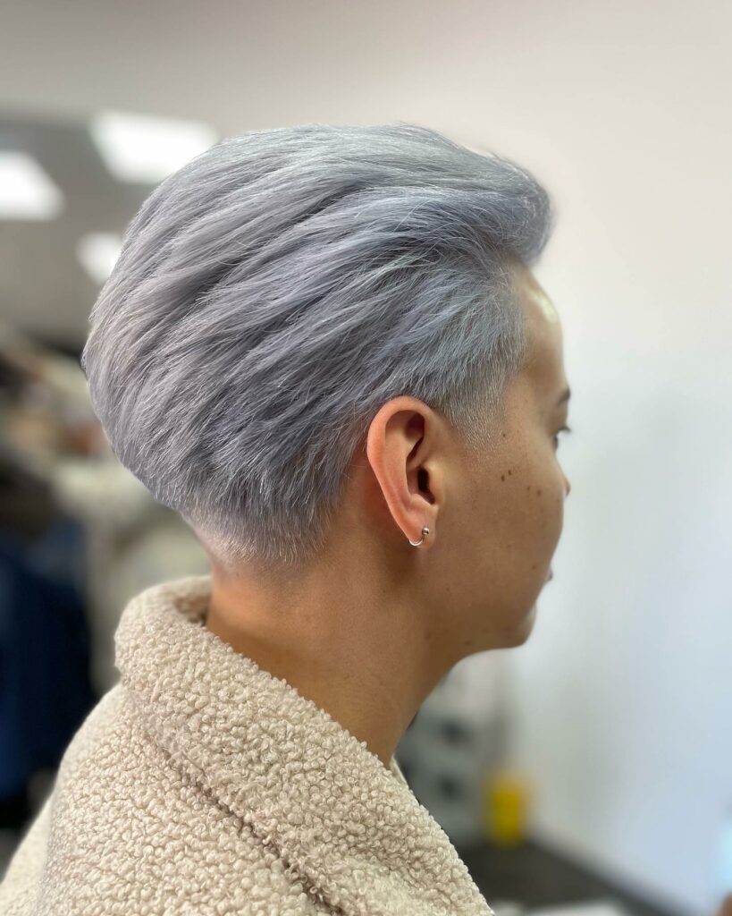 Faded Silver-blue Shaved Hair