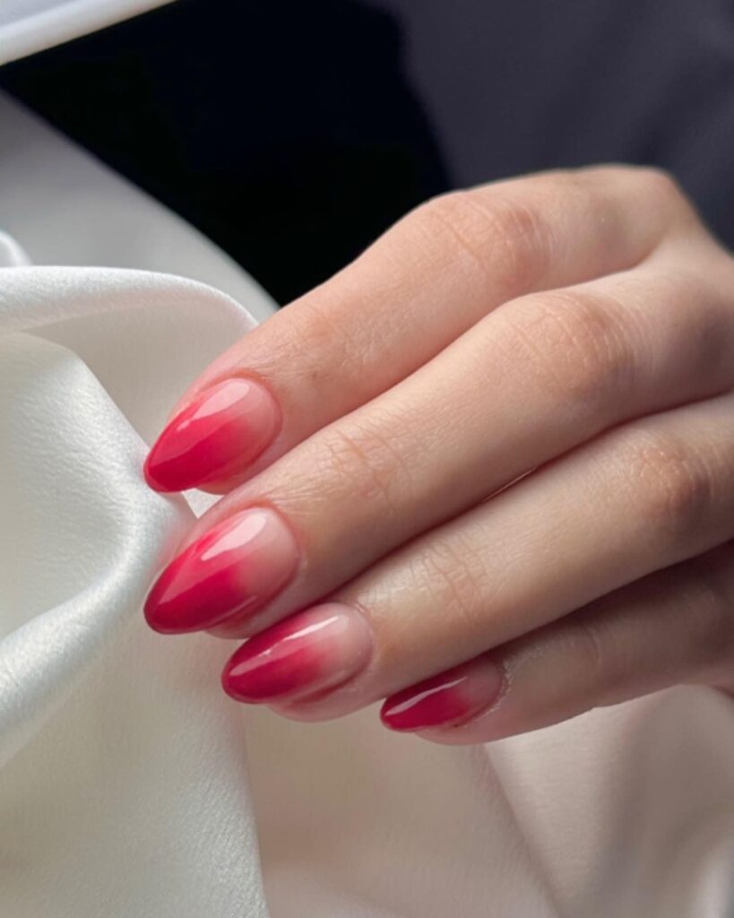 Ombre Pink to Red Nails
