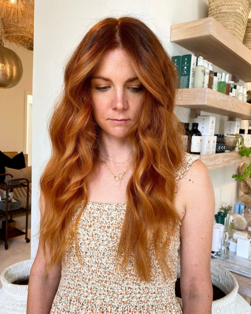 Wavy Copper Strawberry Blonde with Highlights
