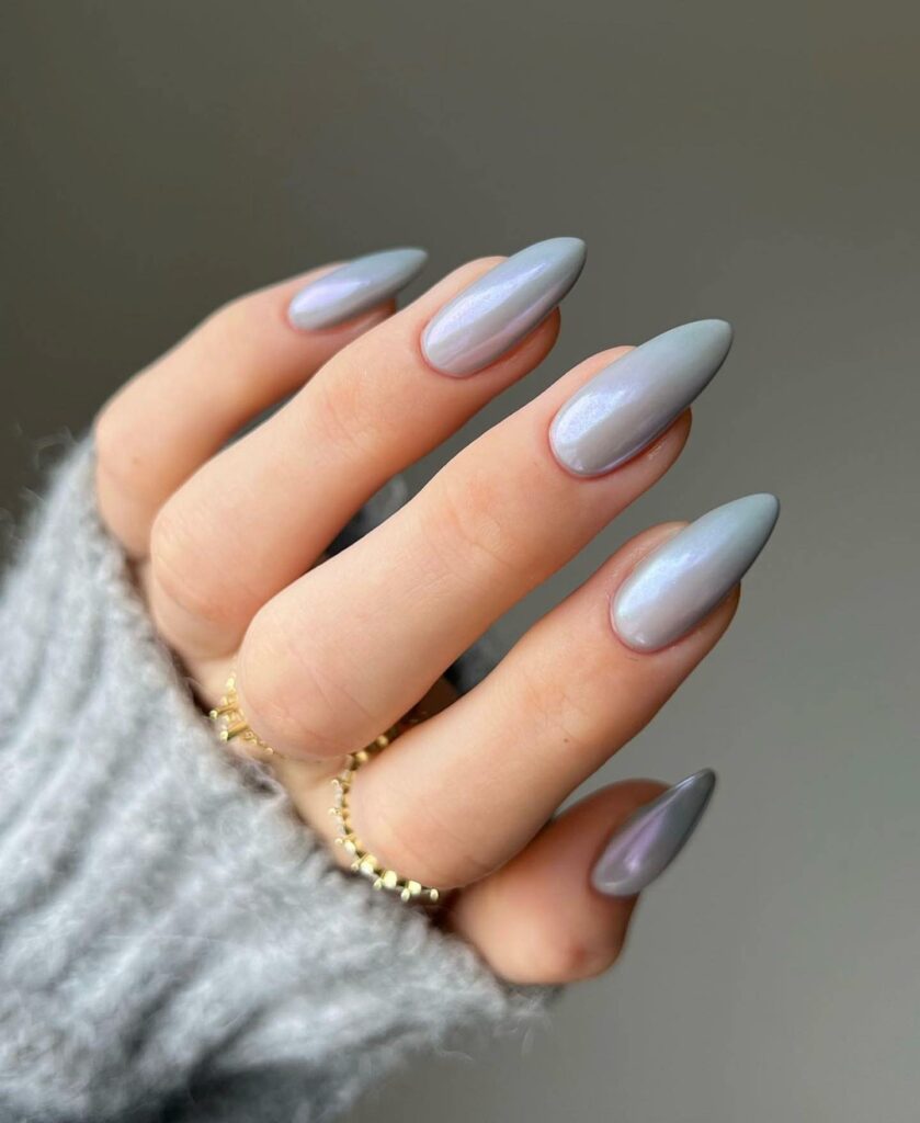 Grey Stiletto Nails