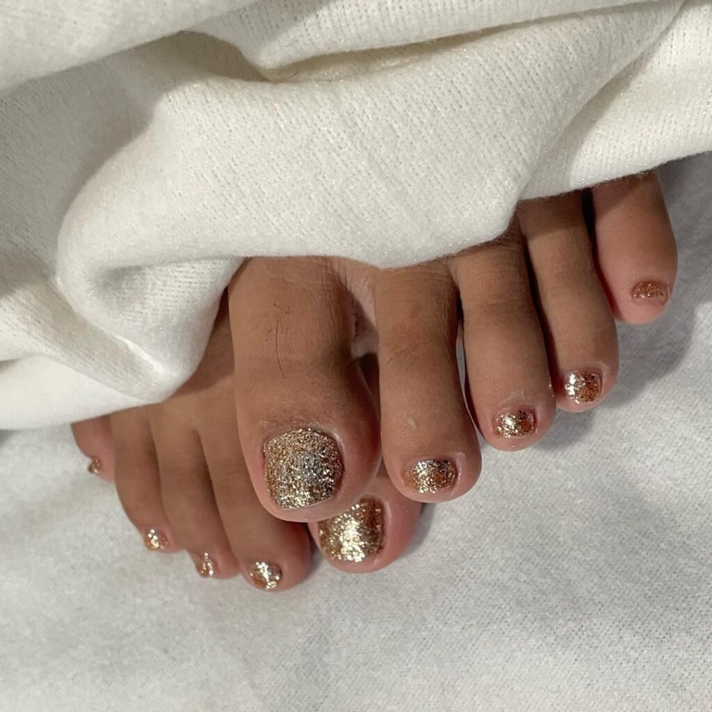 Stunning Gold Flakes Pedicure