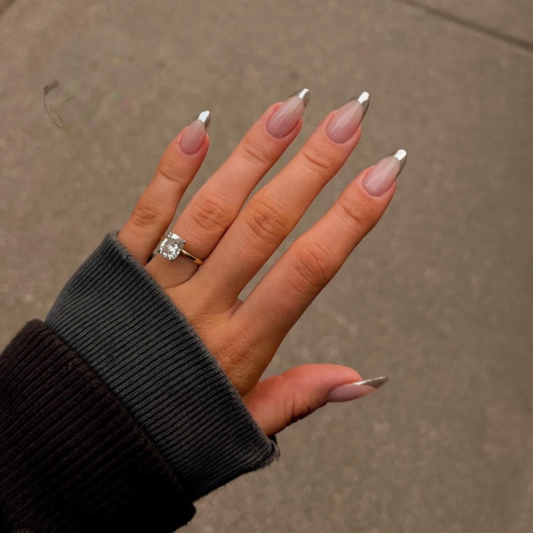 20 Latest Chrome French Tip Nail Ideas To Try In 2024