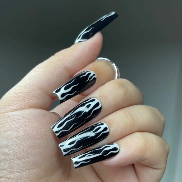 40 Latest Black Coffin Nail Designs To Try In 2023! - alexie