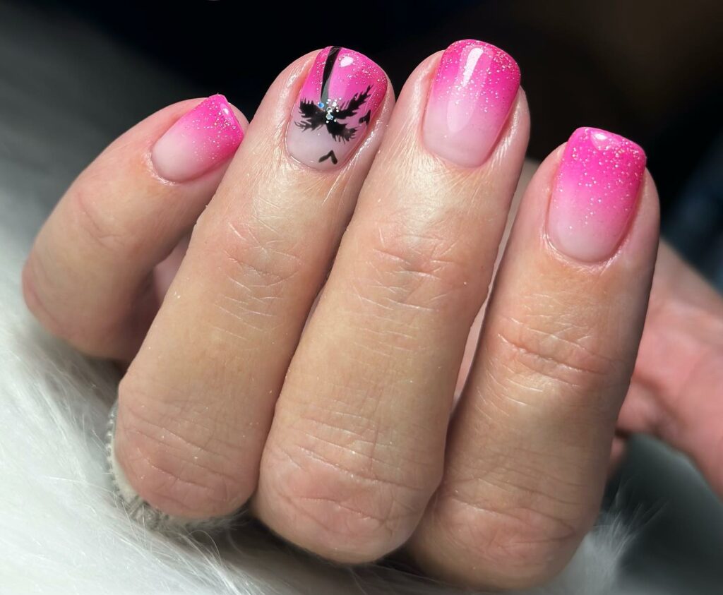 Pink Ombre Palm Nails
