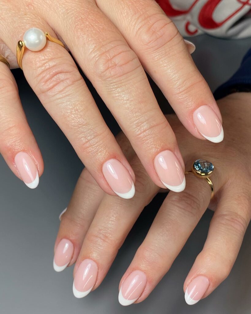 White French Tip Almond Nails