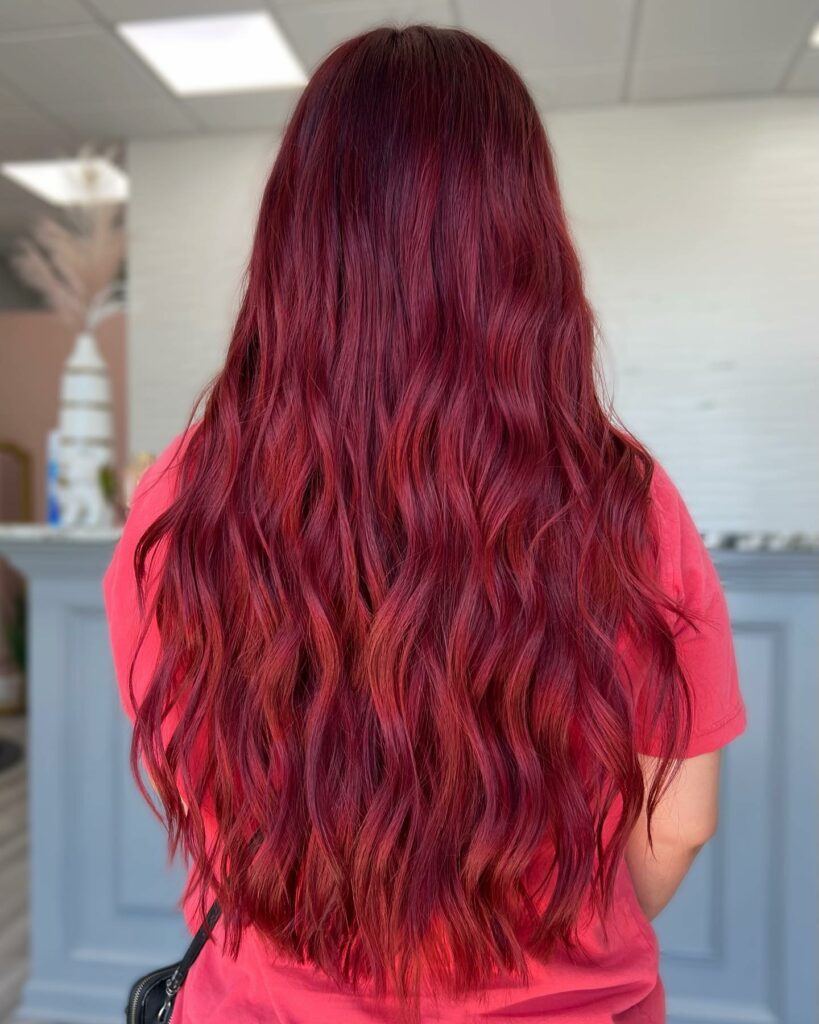 Long Dark Crimson Red Hair