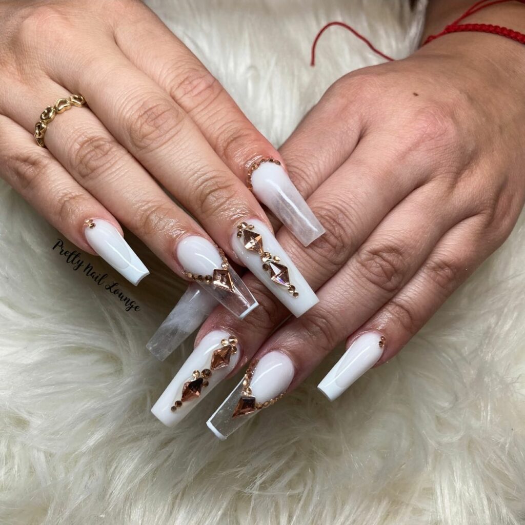 Matte White with Gold Studs