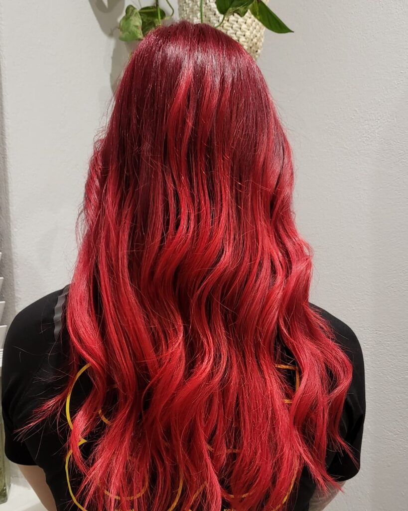 Bright Neon Shades of Dark Red Hair