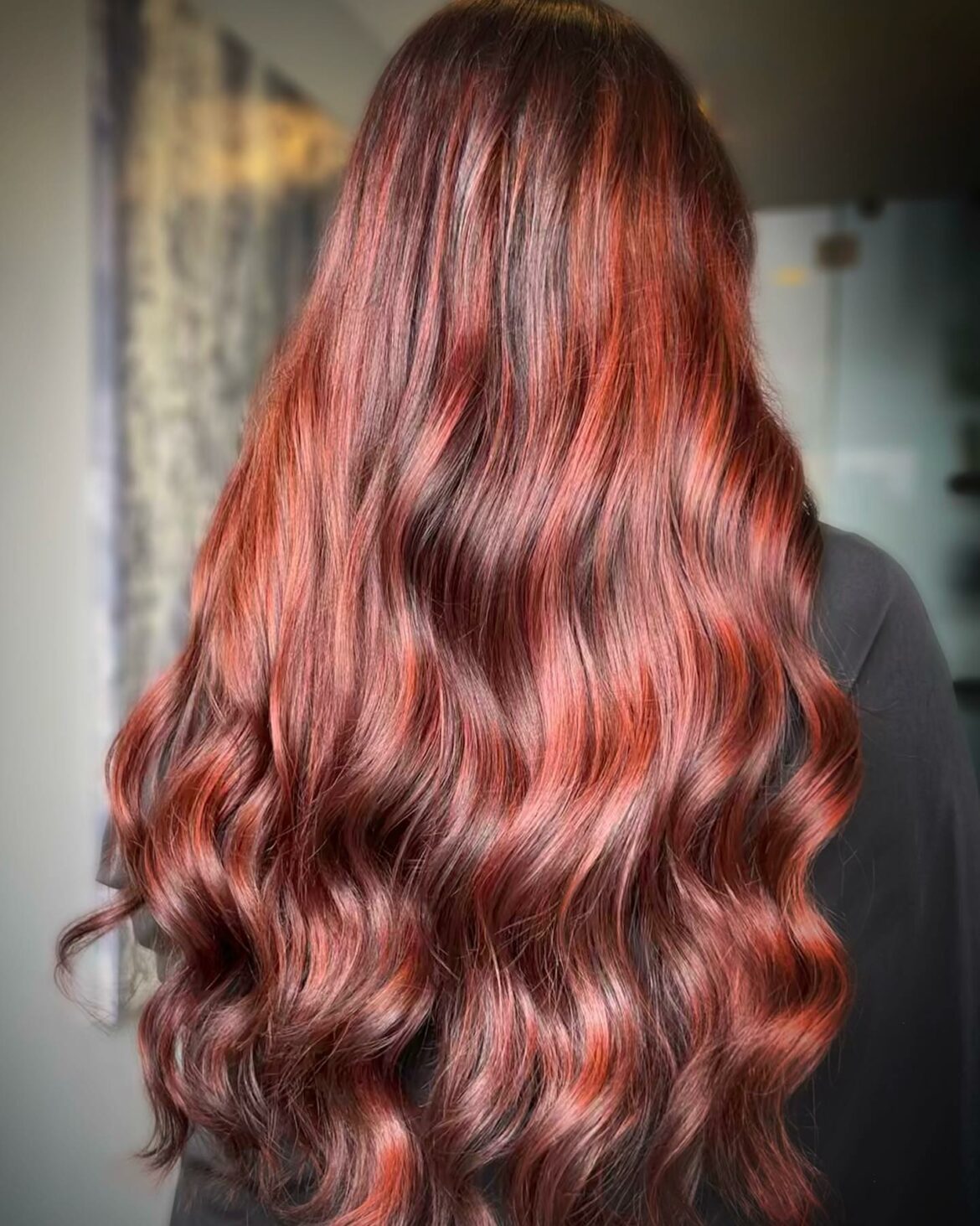 Warm Copper Red Balayage