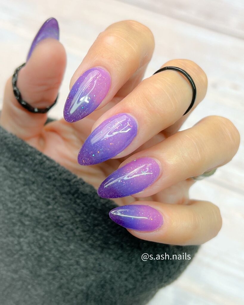 Glitter Purple Ombre Nails