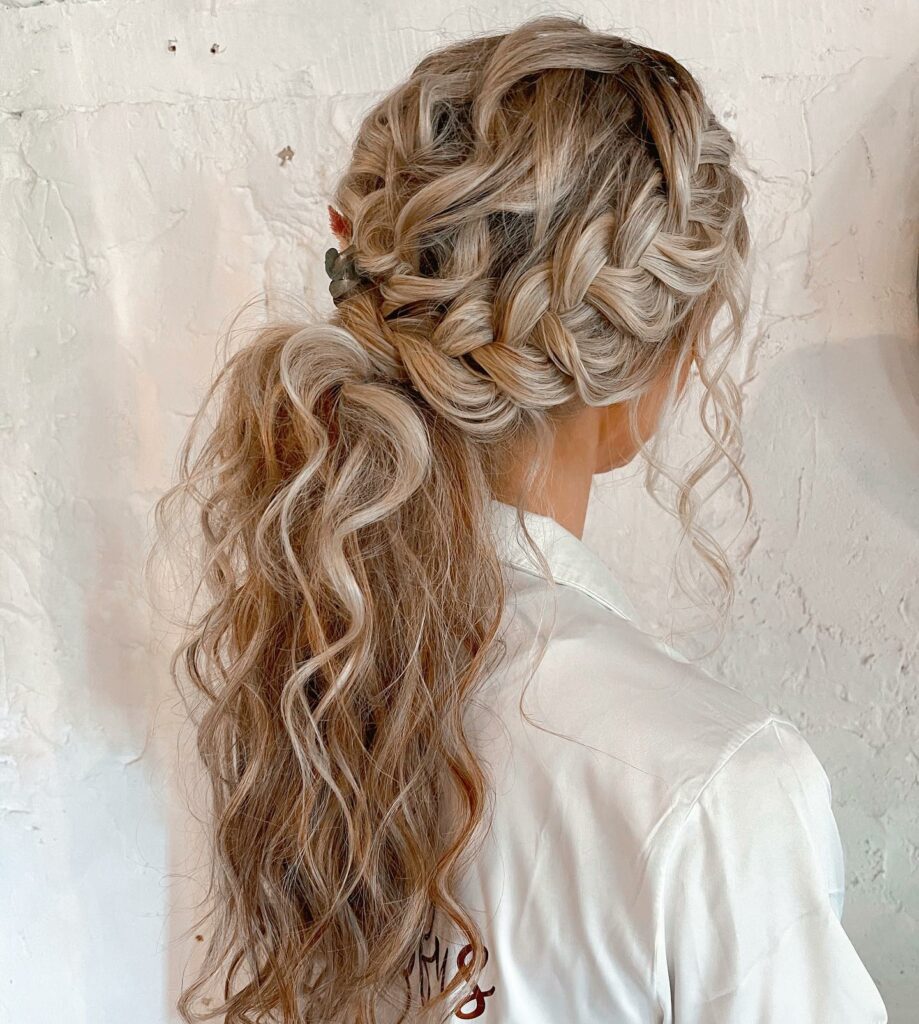 French Braided Low Ponytail