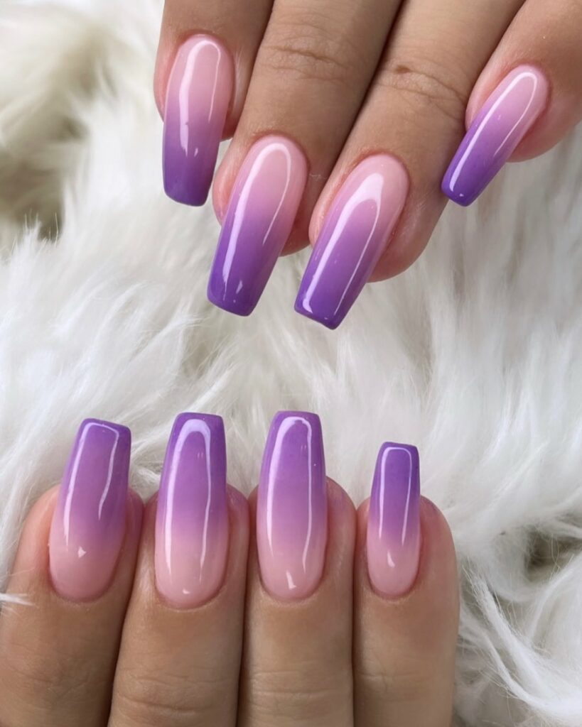 Cute Pink and Lilac Ombré Nails