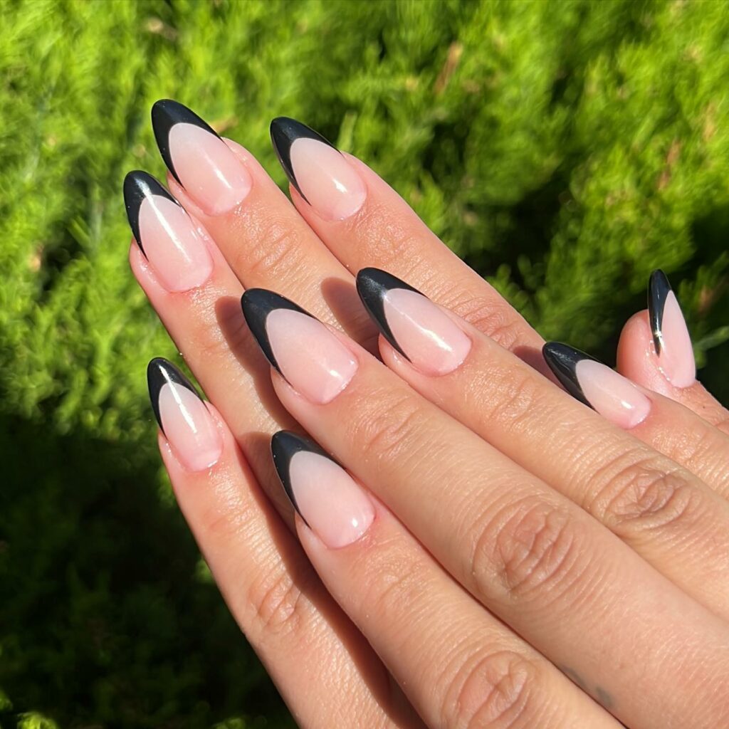 30 Latest Almond French Tip Nail Designs To Try In 2024! 10 Black French Tip Almond Nails
