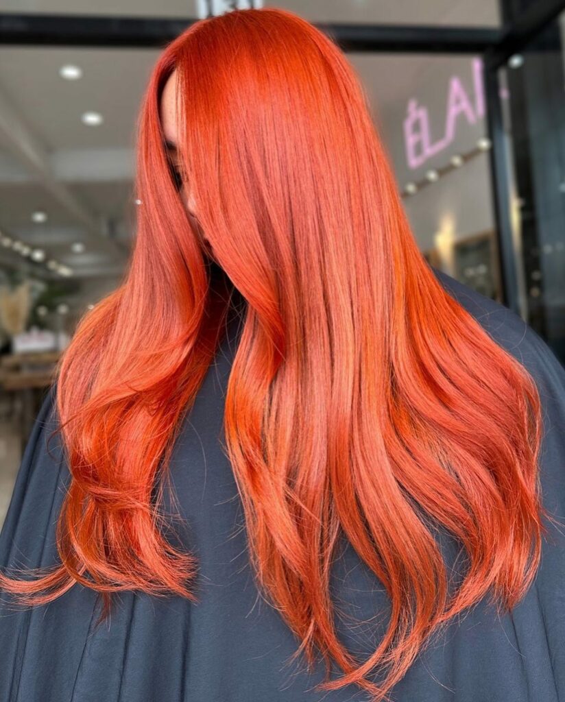 Copper Orange Hair Color with Subtle Money Piece