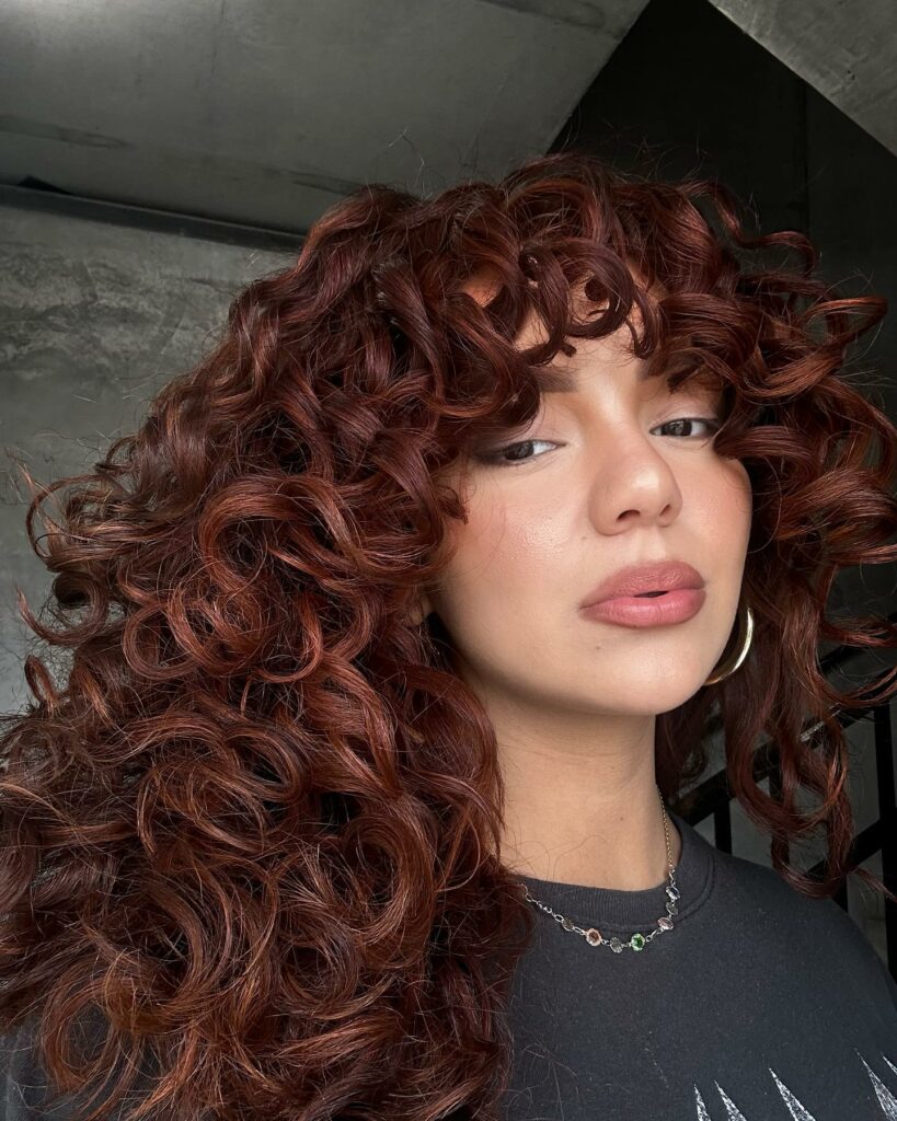 Blonde Red Highlights on Curly Hair