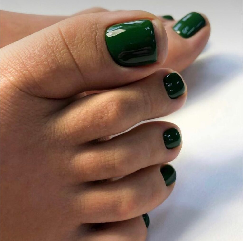 Enigmatic Dark Green Pedicure