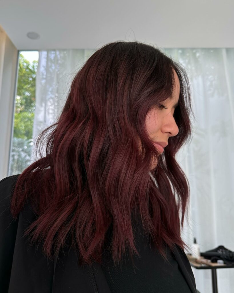 Medium-Length Dark Red Haircut