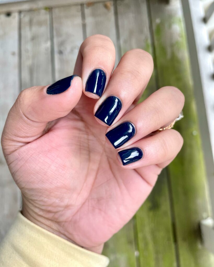 Short Square Navy Blue Nails