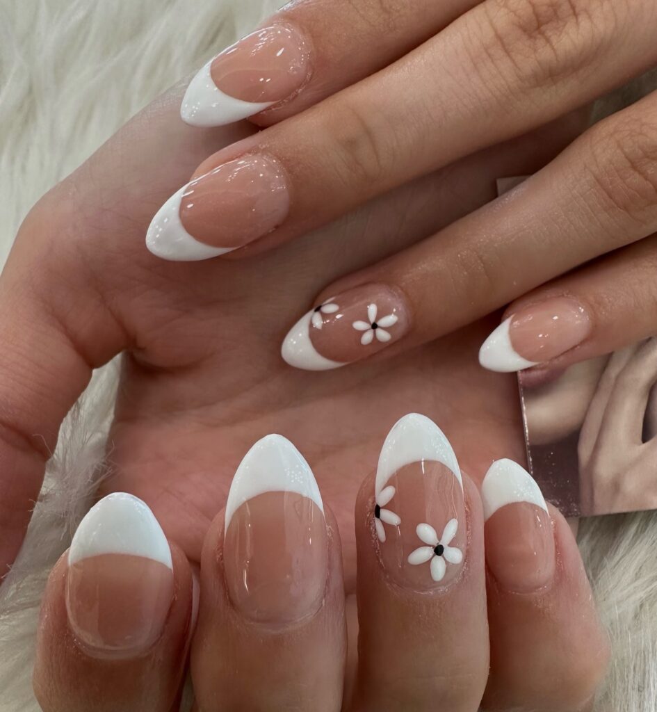 Cute White Almond Nails