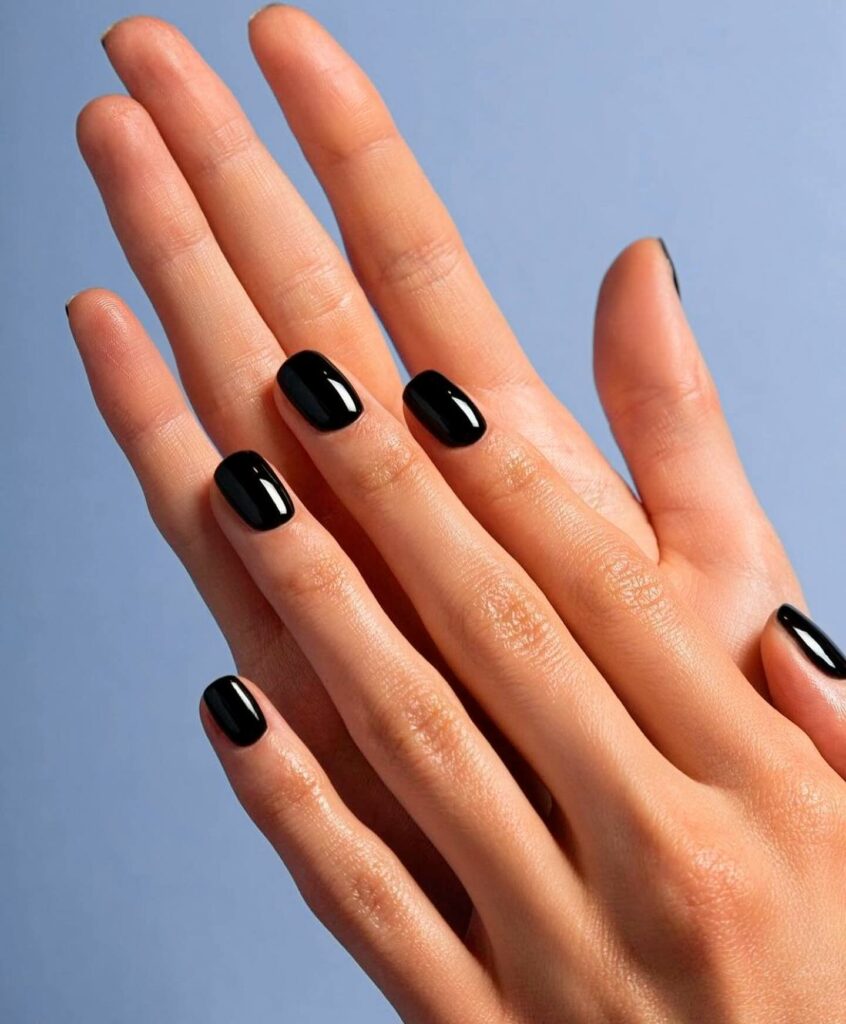 Metallic, Short Black Nails