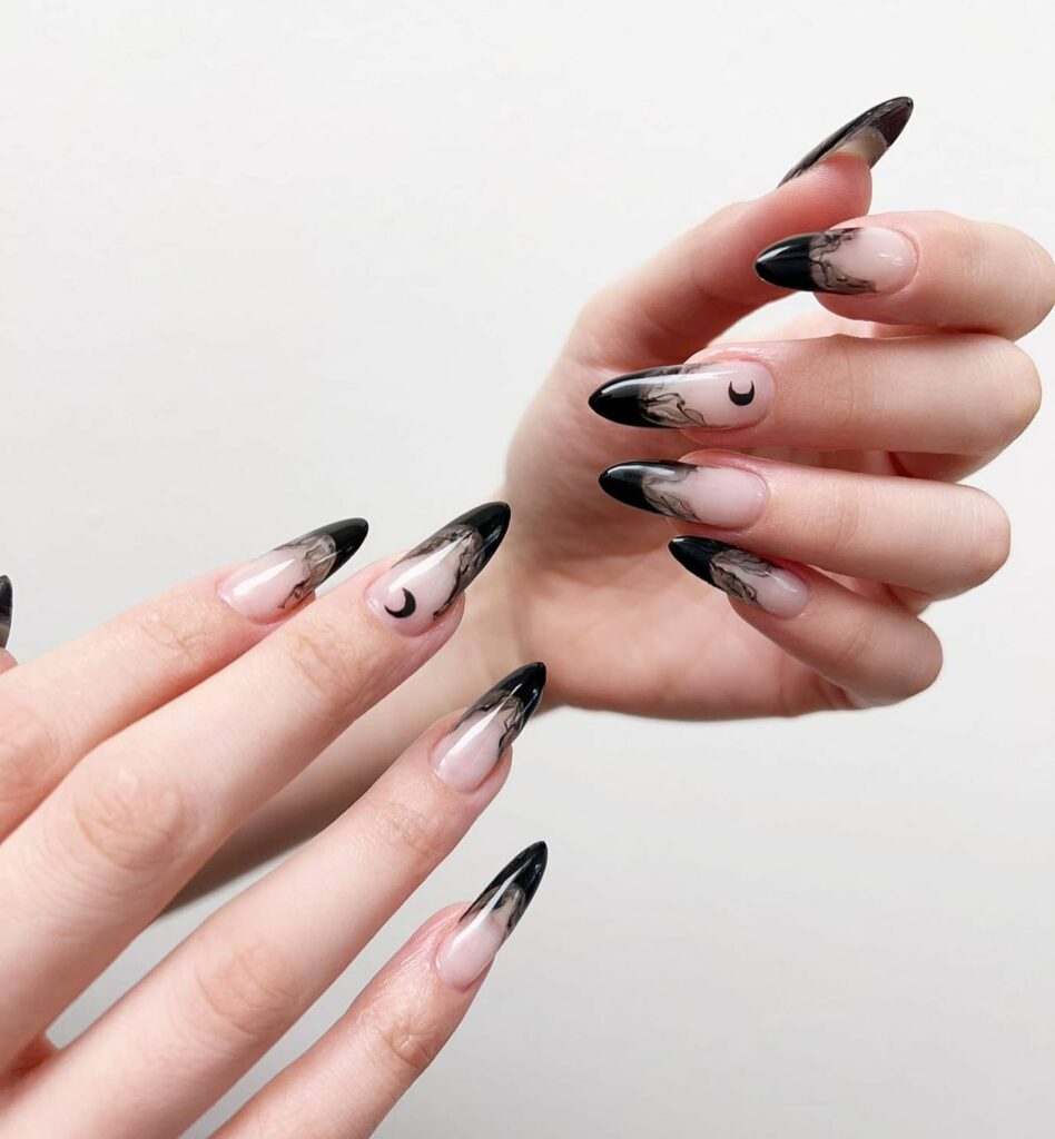 Black French Tip Stiletto Nails