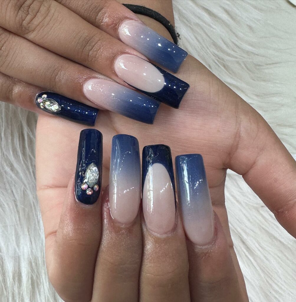 Get Glam With Ombre Navy Blue And Glitter