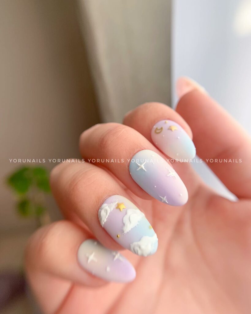 3D Embossed Cloud Nails
