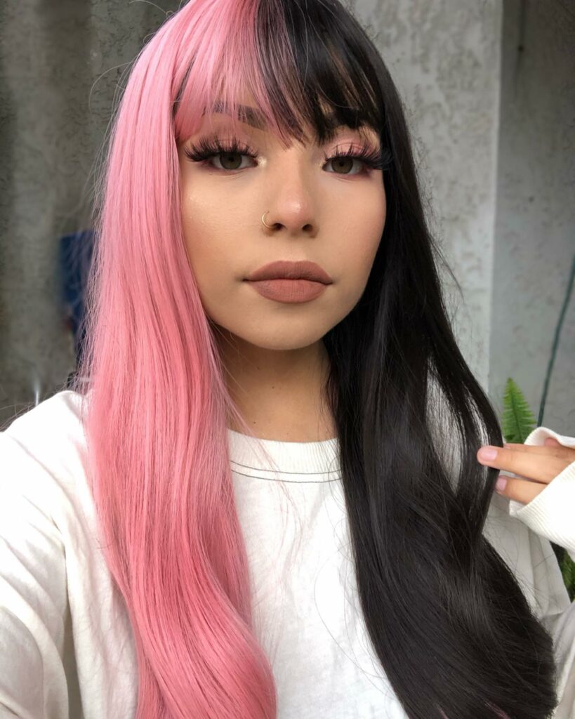 Half Pink Half Black Hair