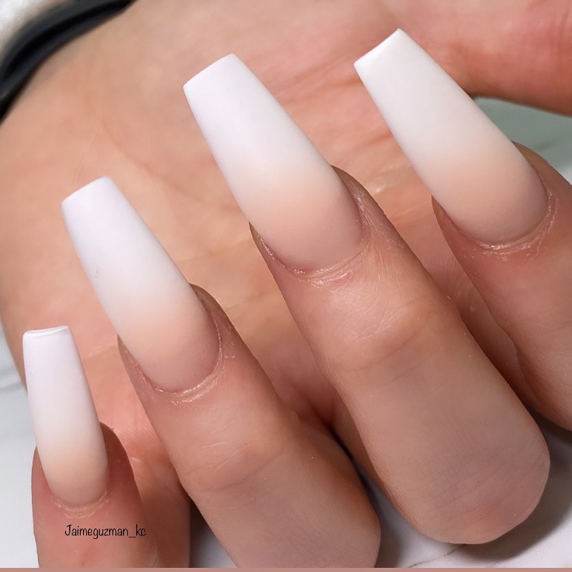 Matte Ombre White Nails for a Soft, Gradient Effect