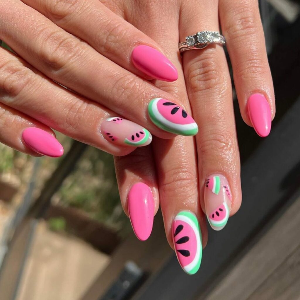 Abstract Watermelon Nails Artistry
