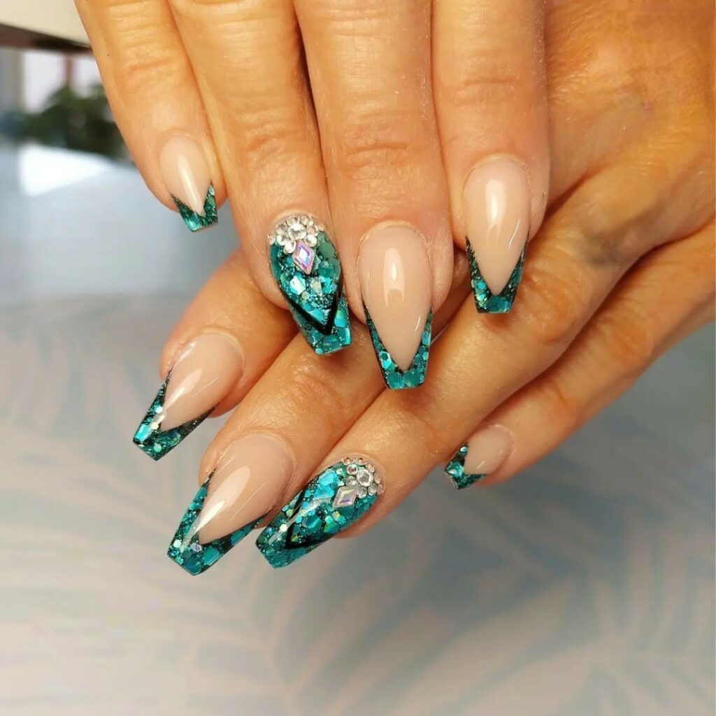 Black and Teal Glitter