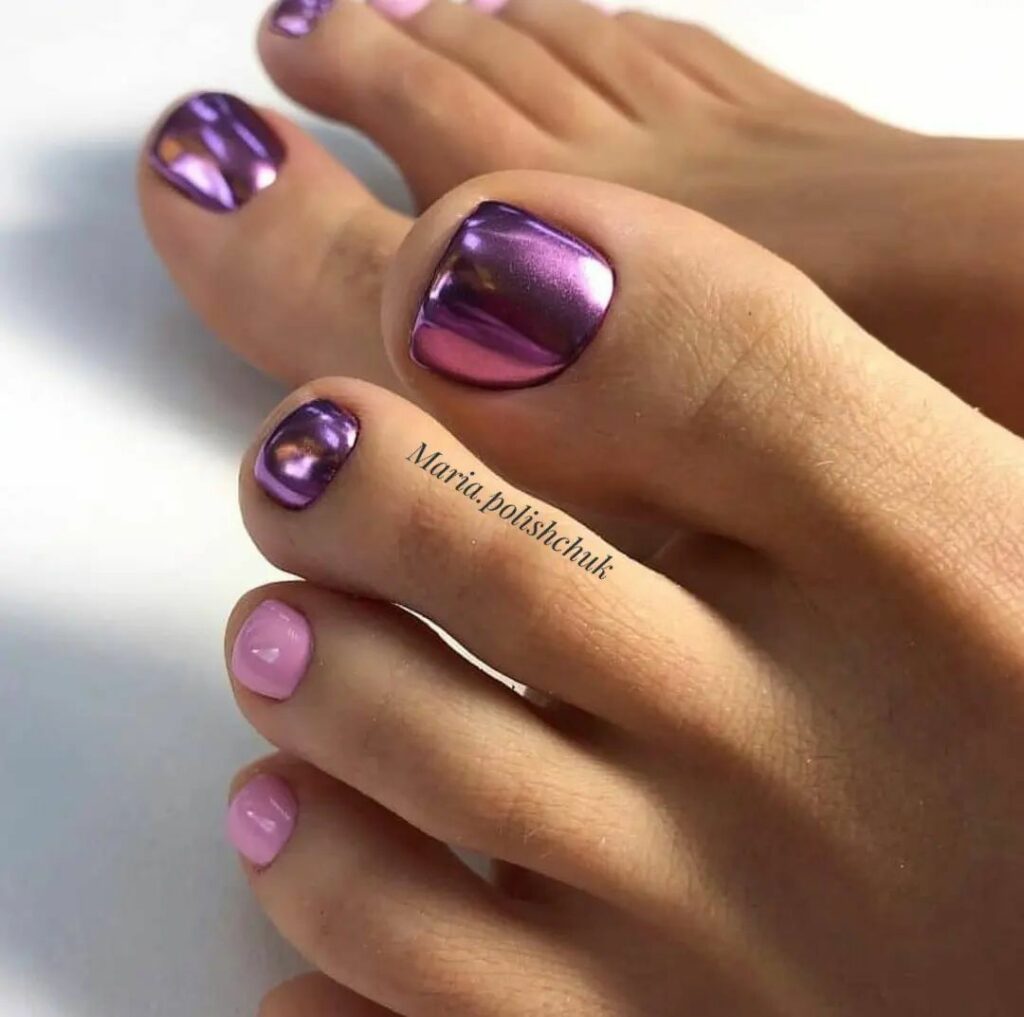 Futuristic Chrome Purple Pedicure