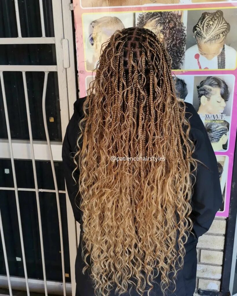 Black And Blonde Curly Micro Braids