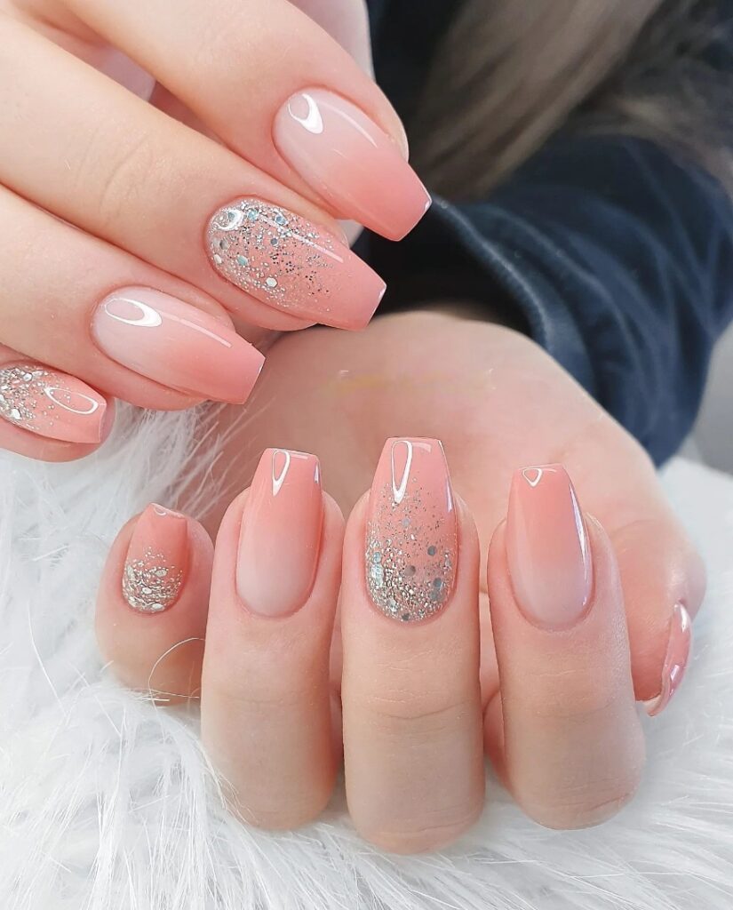 Silver Glitter Ombré Nails