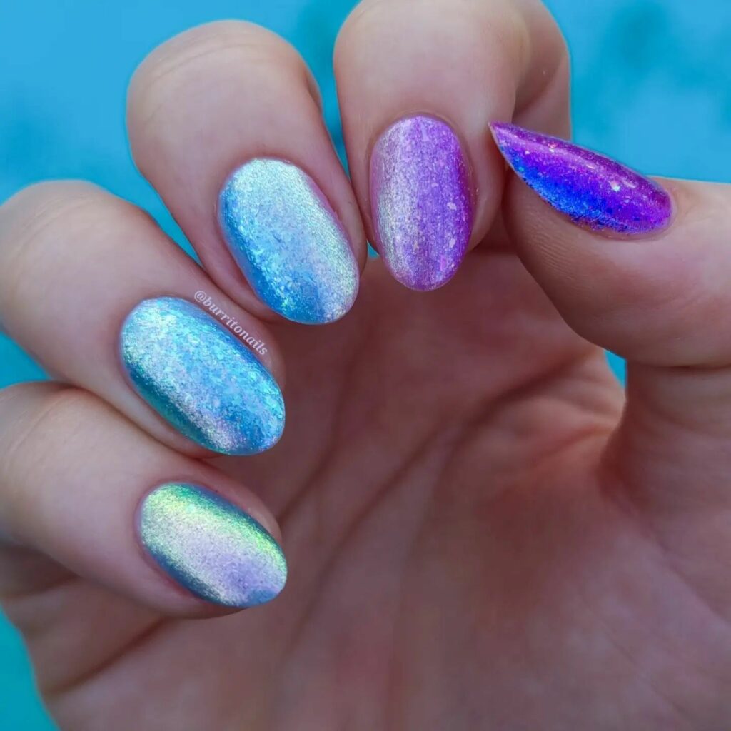 Purple & Shimmer Mermaid Nails