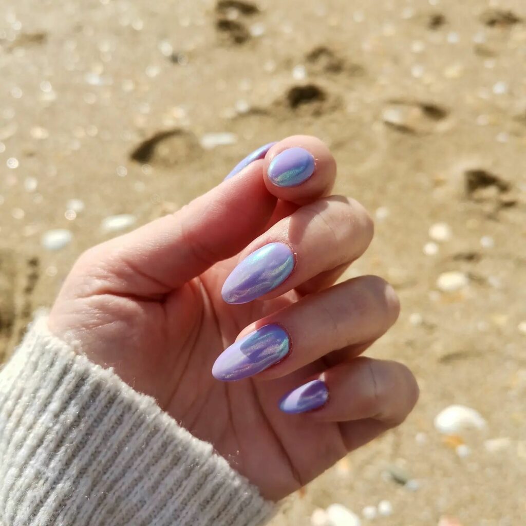 Purple & White Mermaid Nails