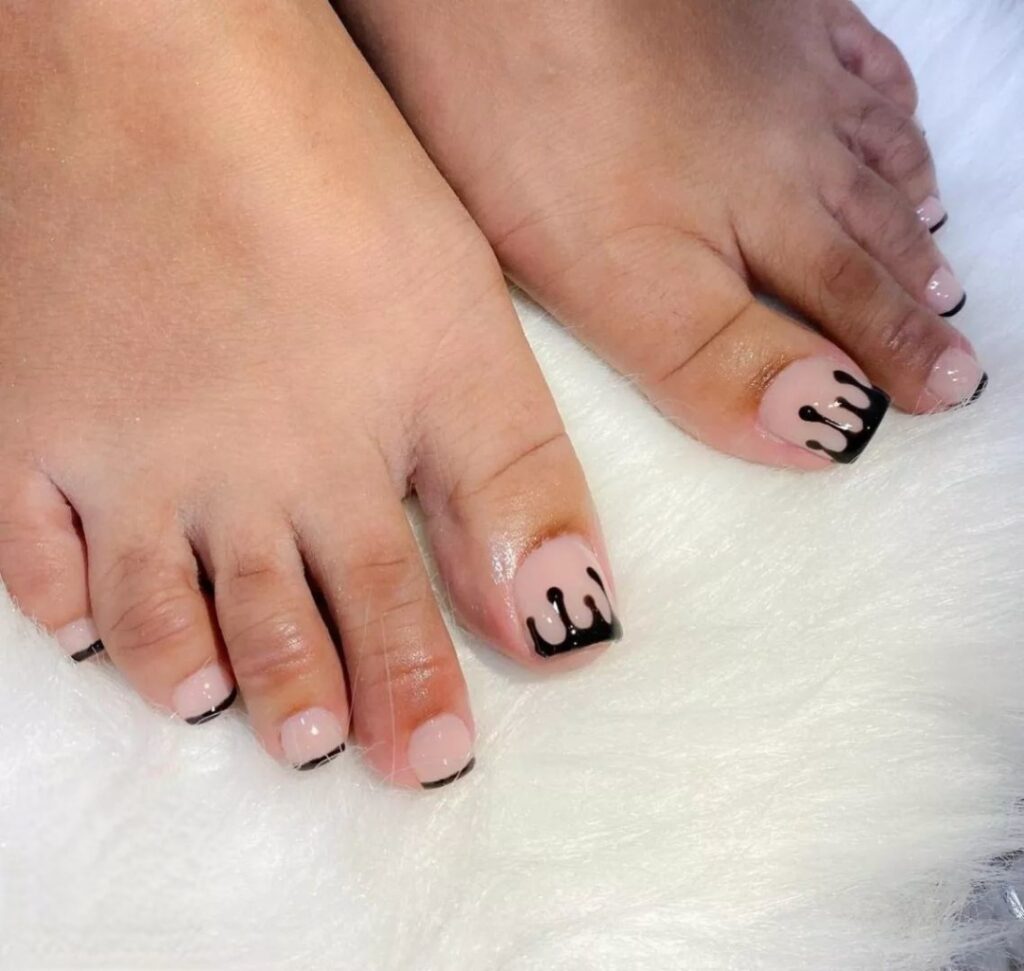 Melted Black French Pedicure