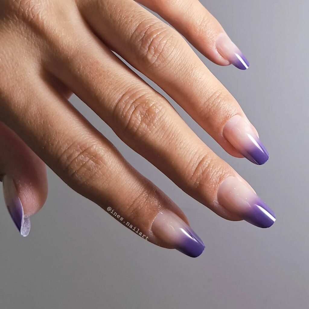 Purple and White Ombre Nails