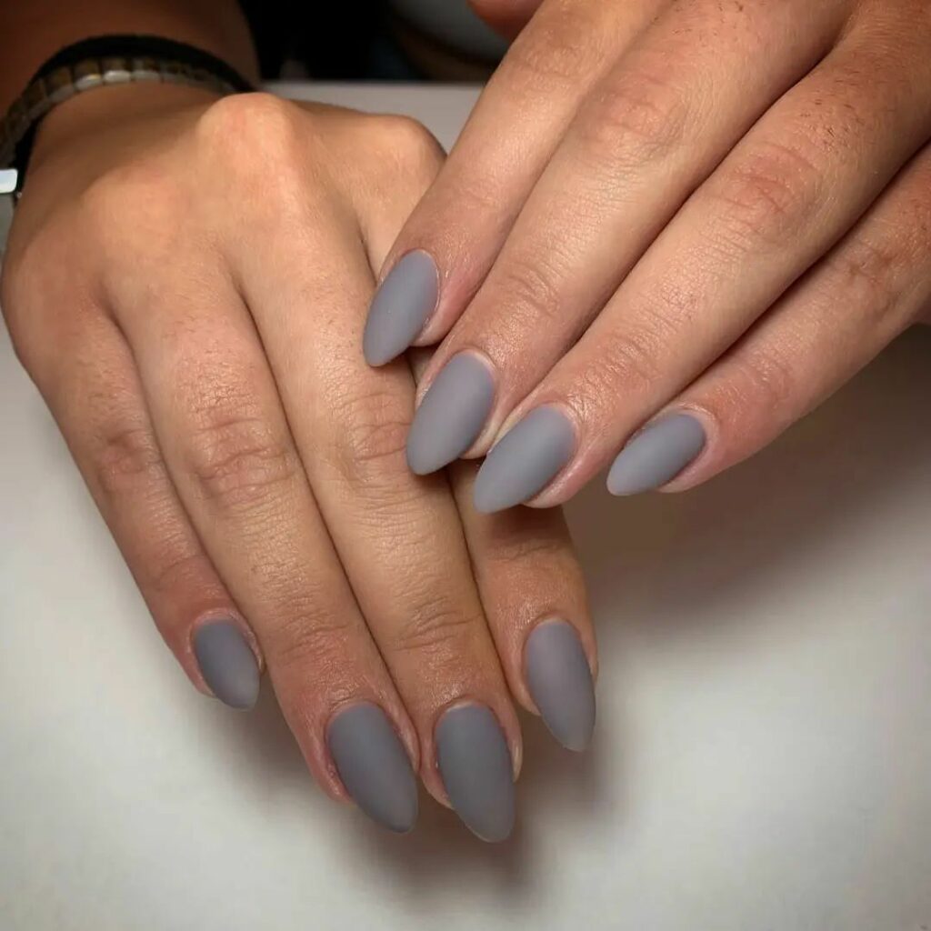 Grey Almond Nails