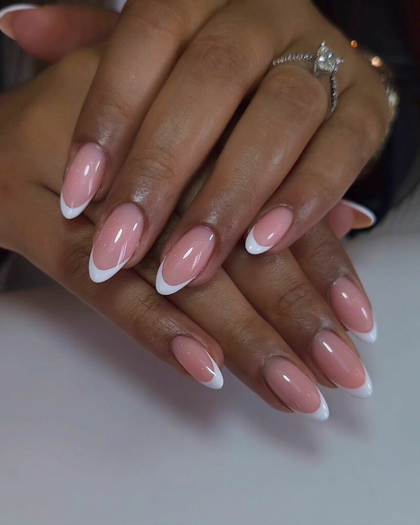 30 Latest Almond French Tip Nail Designs To Try In 2024! 12 White French Tip Almonds