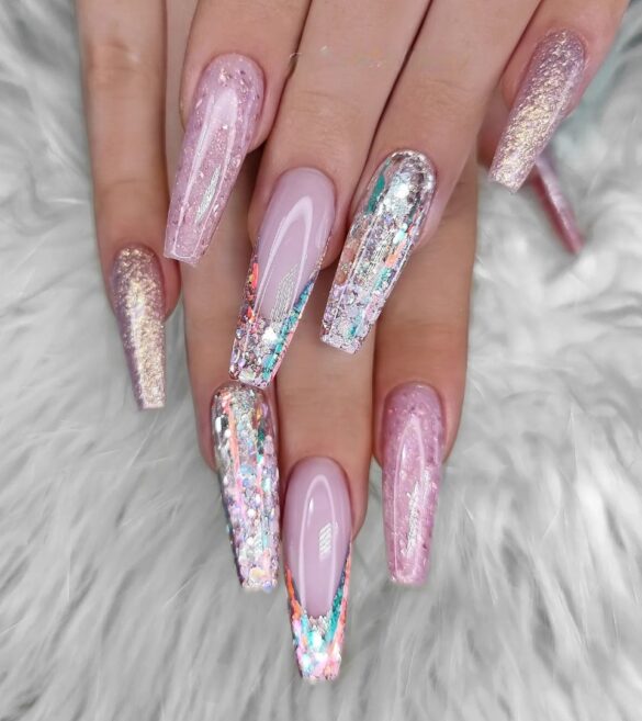 55 Latest Pink Nails With Glitter To Try In 2023! - alexie